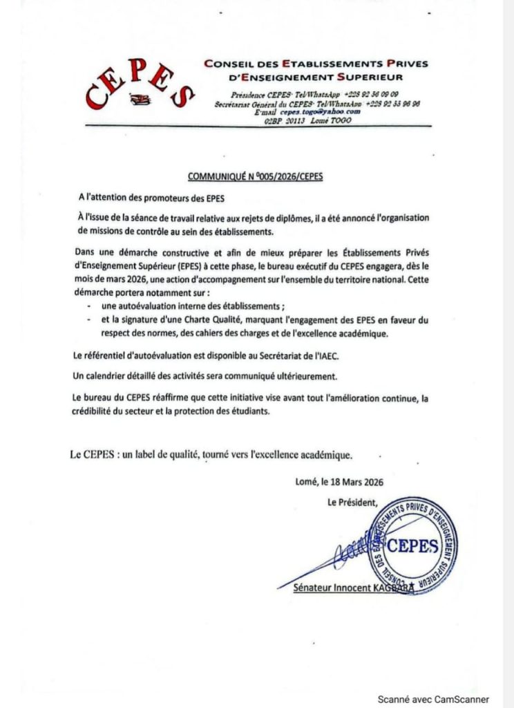 Togo: auto-evaluation, le CEPES prépare les EPES à un éventuel contrôle et à la démarche qualité