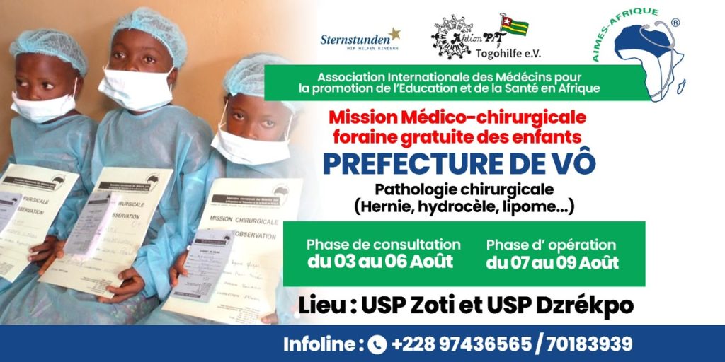 Togo/Préfecture de Vô : AIMES-AFRIQUE lance une mission chirurgicale gratuite au profit des enfants