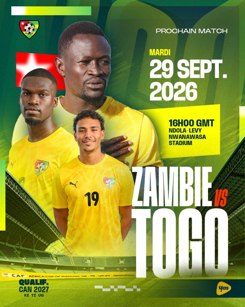 CAN 2027 : les Éperviers du Togo face à la Zambie mardi à Ndola