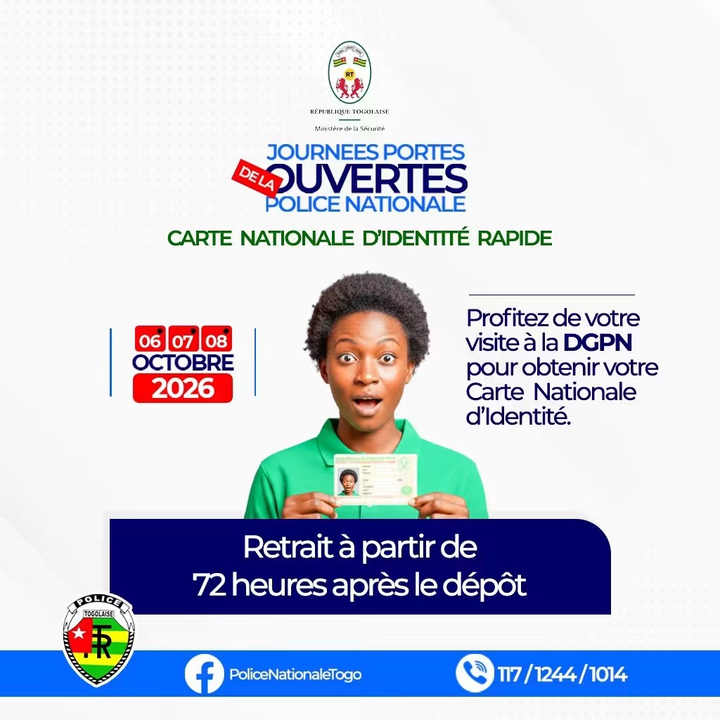 Togo/Journées portes ouvertes de la Police nationale : 72 heures pour le retrait de la carte nationale d’identité
